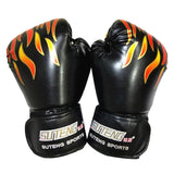 Adult Flame Pattern Pu Leather Boxing Gloves - Fitness - Black - Extra Image