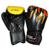 Adult Flame Pattern Pu Leather Boxing Gloves - Fitness - Black - Extra Image