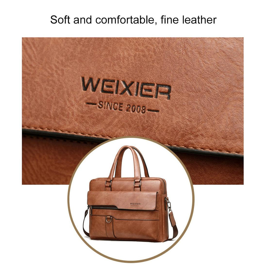 Retro Pu Leather Men Crossbody Bag - Black