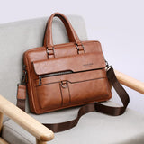 Retro Pu Leather Men Crossbody Bag - Black
