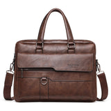 Retro Pu Leather Men Crossbody Bag - Black