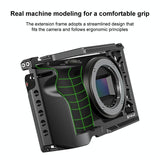 Metal Camera Cage For Sony A6500 / A6400 / A6300 / A6000 - Stabilizer Rig Black - Close-Up Angle