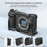 Metal Camera Cage For Sony A6500 / A6400 / A6300 / A6000 - Stabilizer Rig Black - Low Angle