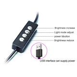 Portable Double Arm Fill Light with Phone Clip - Adjustable Brightness Black - Extra Image
