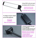 Portable Double Arm Fill Light with Phone Clip - Adjustable Brightness Black