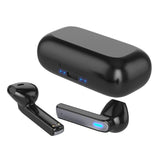 Touch Bluetooth Earphones with Charging Box & Indicator Light - Semi-in-ear - Black - Front View