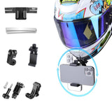 Helmet Mount Kit for Action Camera with Phone Clamp and Adapter - Front View