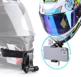 Helmet Mount Kit for Action Camera with Phone Clamp and Adapter - Close-Up Angle