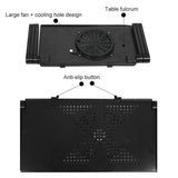 Adjustable Foldable Laptop Stand with Fans & Mouse Pad - Portable Aluminum Alloy - Black - 45-Degree Angle