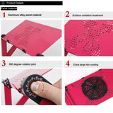 Adjustable Foldable Laptop Stand with Fans & Mouse Pad - Portable Aluminum Alloy - Black