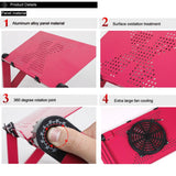 Adjustable Foldable Laptop Stand with Fans & Mouse Pad - Portable Aluminum Alloy - Black - Close-Up Angle