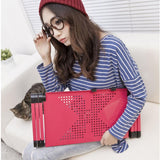 Adjustable Foldable Laptop Stand with Fans & Mouse Pad - Portable Aluminum Alloy - Black