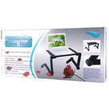 Adjustable Foldable Laptop Stand with Fans & Mouse Pad - Portable Aluminum Alloy - Black