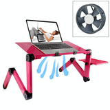 Adjustable Foldable Laptop Stand with Fans & Mouse Pad - Portable Aluminum Alloy - Black - Extra Image