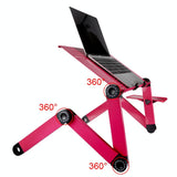 Adjustable Foldable Laptop Stand with Fans & Mouse Pad - Portable Aluminum Alloy - Black