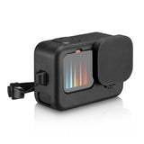 Silicone Protective Case with Wrist Strap and Lens Cover for Gopro Hero12 - Front View