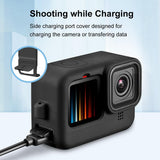 Silicone Protective Case with Wrist Strap and Lens Cover for Gopro Hero12 - 45-Degree Angle