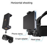 Adjustable Head Strap with Phone Clamp for Gopro and Action Cameras - 45-Degree Angle