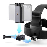 Adjustable Head Strap with Phone Clamp for Gopro and Action Cameras - Close-Up Angle