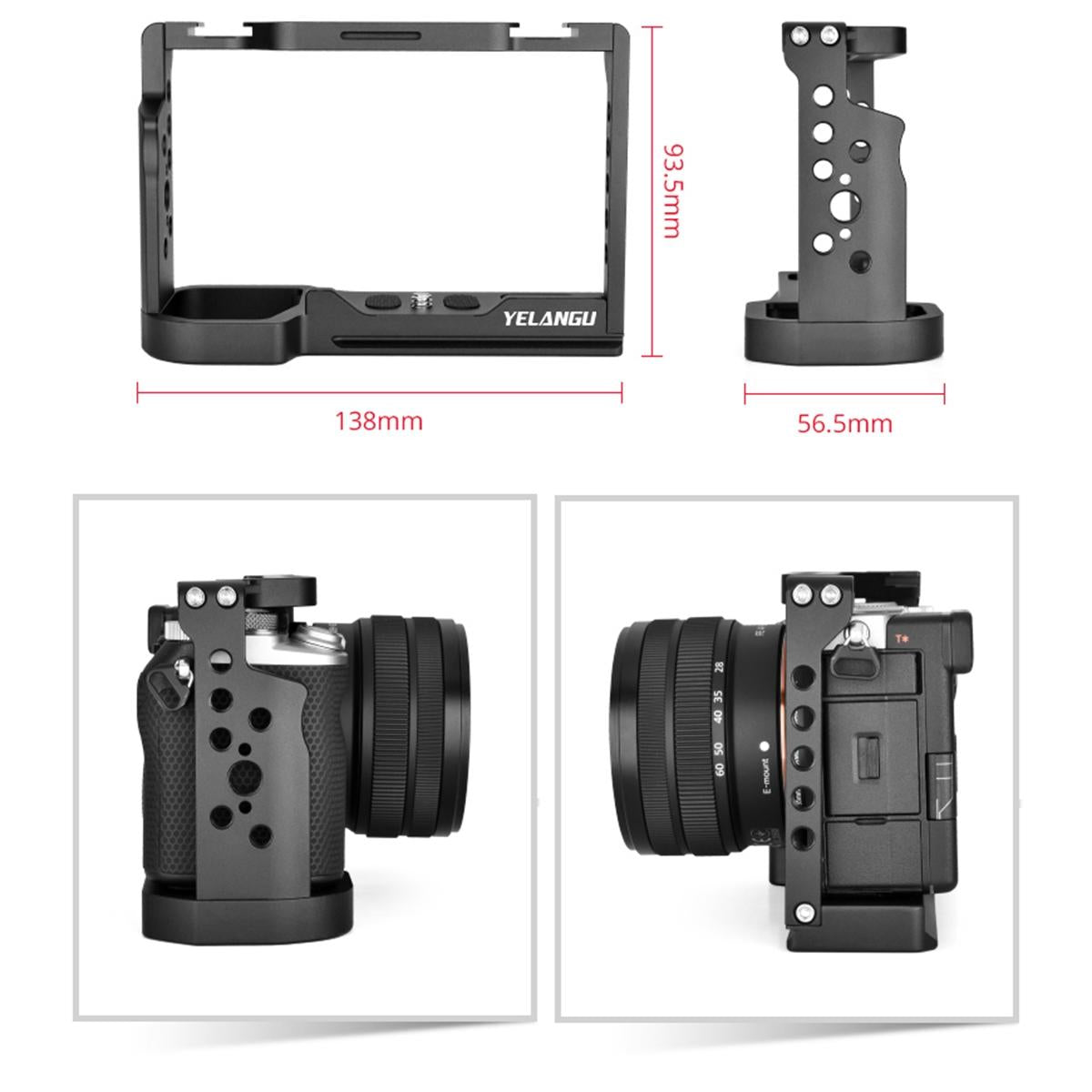Video Camera Cage Stabilizer - Black for Sony Alpha 7C