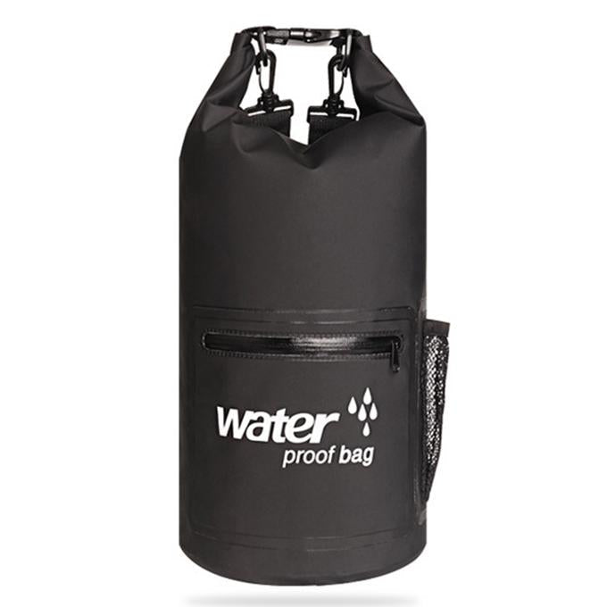 Waterproof Dual Shoulder Bag 20L Pvc Dry Sack For Outdoor Adventures - Black