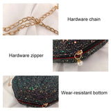 Sequined Shell Crossbody Bag Single Shoulder Fashion Accessory - Black - Top-Down View