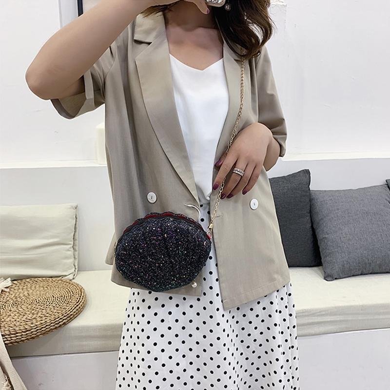 Sequined Shell Crossbody Bag Single Shoulder Fashion Accessory - Black