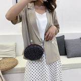 Sequined Shell Crossbody Bag Single Shoulder Fashion Accessory - Black - Rear View