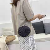 Sequined Shell Crossbody Bag Single Shoulder Fashion Accessory - Black - Close-Up Angle