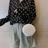 Sequined Shell Crossbody Bag Single Shoulder Fashion Accessory - Black - Extra Image