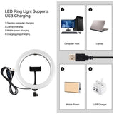 10.2 Led Ring Light with Tripod & Dual Phone Brackets - Usb Dimmable Dual Colour Temperature Selfie Remote - Black - Low Angle
