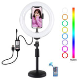 7.9 Rgbw Led Ring Light with Dual Colour Temperature and Phone Clamp - Front View
