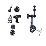 7 Articulating Magic Arm With Phone Clamp & Large Claws - Black - Front View