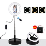 10.2 Dual-colour Led Ring Light with Usb Bluetooth Remote and Phone Holder - Black - Front View