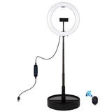 10.2 Dual-colour Led Ring Light with Usb Bluetooth Remote and Phone Holder - Black - Side View