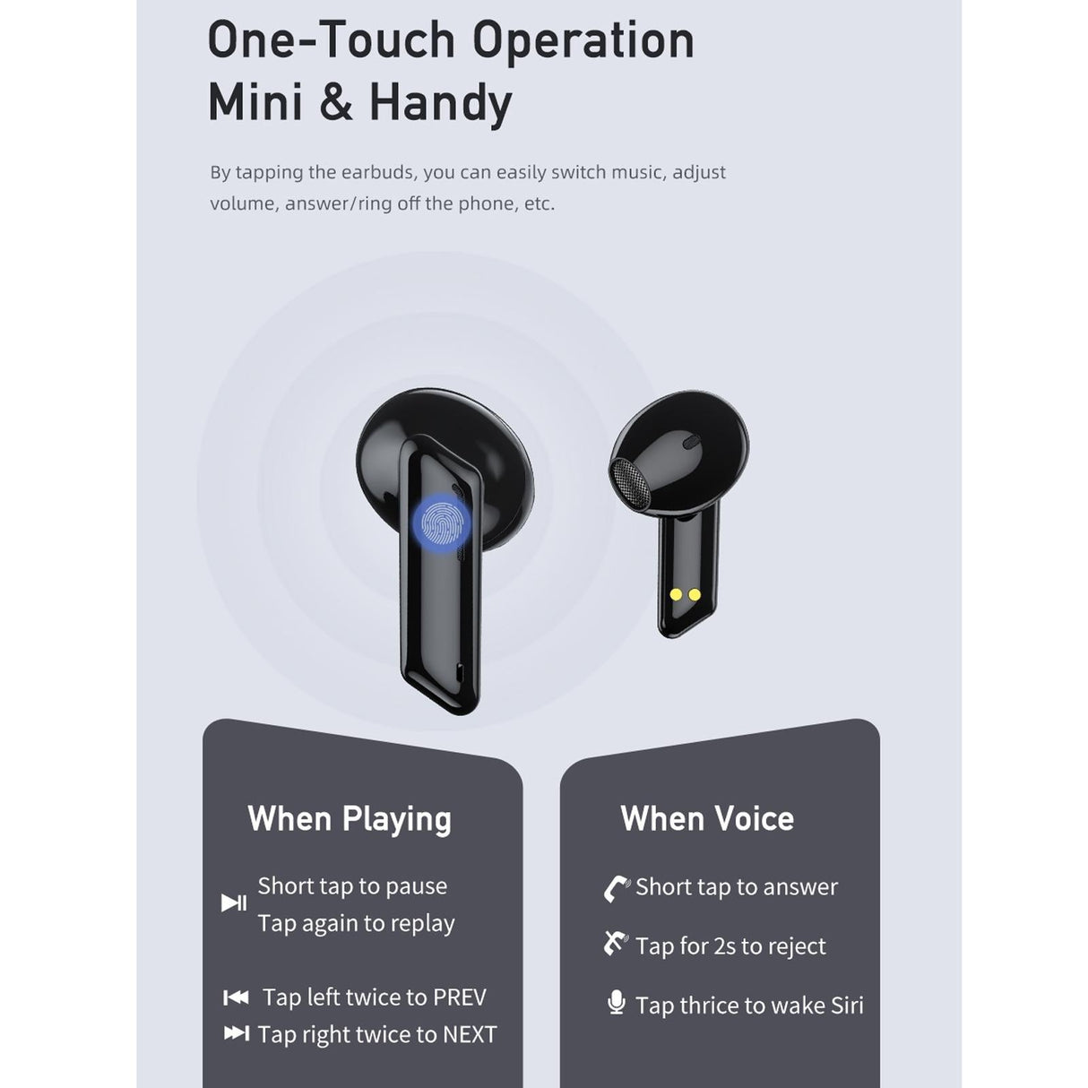 True Wireless Stereo Bluetooth 5.0 Earphones - T36 - Black