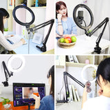 10.2 Ring Light with Usb 3 Modes Dual Colour Phone Clamp - Top-Down View