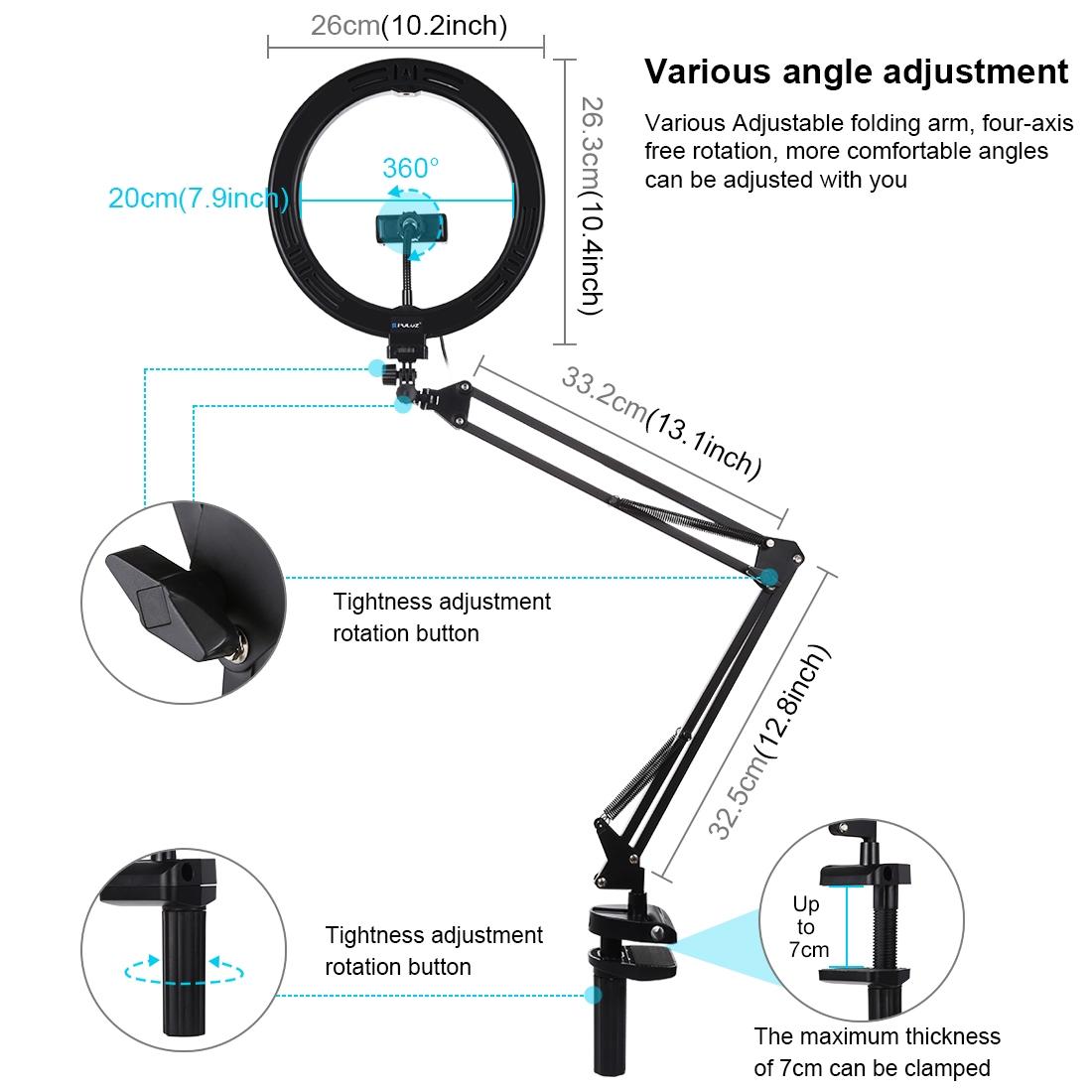 10.2 Ring Light with Usb 3 Modes Dual Colour Phone Clamp