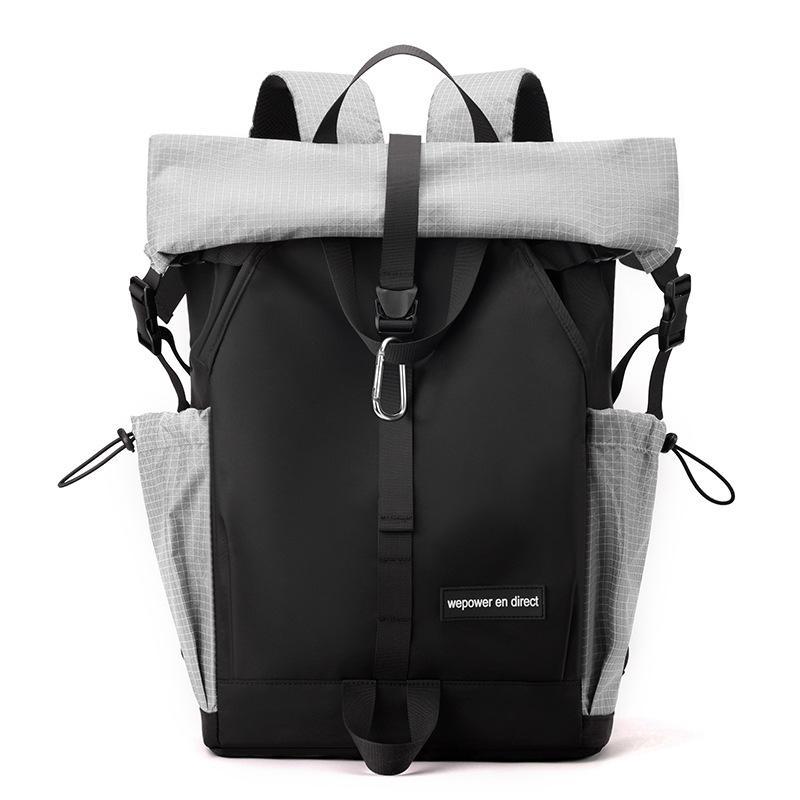 Large Capacity Contrast Backpack For Commuting - Gray