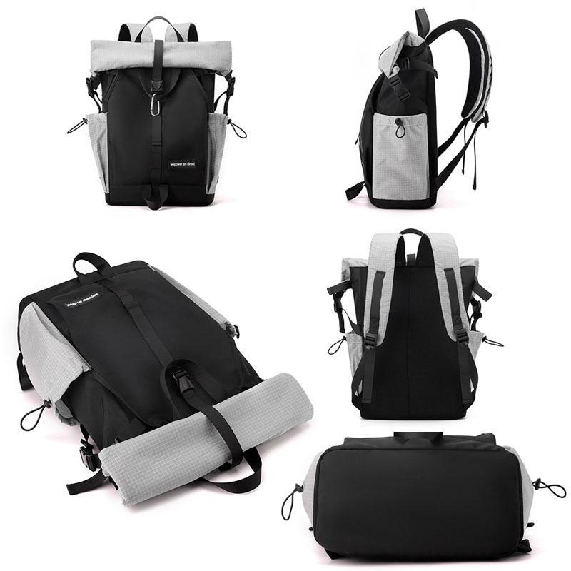 Large Capacity Contrast Backpack For Commuting - Gray