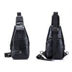 Men Leather Sports Chest Bag First Layer Cowhide - Brown