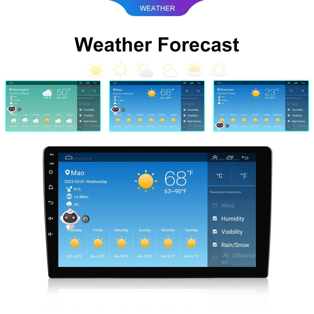 6 + 128G Android Car Bluetooth Player With Gps Navigation - Standard + Ahd Camera 7 Inch