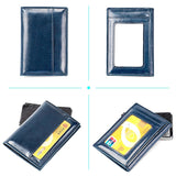 Ultra Thin Pu Leather Card Holder Mini - Blue - Low Angle