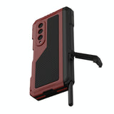 For Samsung Galaxy Z Fold4 5G Waterproof Metal Phone Case With Folding Holder - Red - Close-Up Angle