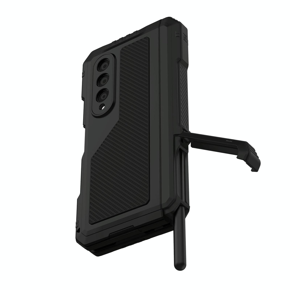 For Samsung Galaxy Z Fold4 5G Waterproof Metal Phone Case With Folding Holder - Red