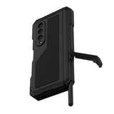 For Samsung Galaxy Z Fold4 5G Waterproof Metal Phone Case With Folding Holder - Red