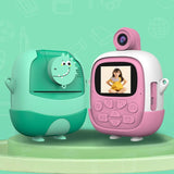 720P Hd Reversible Mini Digital Camera For Children - Cartoon Print - Green - Side View
