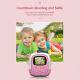 720P Hd Reversible Mini Digital Camera For Children - Cartoon Print - Green - Top-Down View