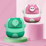 720P Hd Reversible Mini Digital Camera For Children - Cartoon Print - Green - Rear View