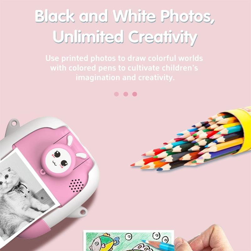 720P Hd Reversible Mini Digital Camera For Children - Cartoon Print - Green